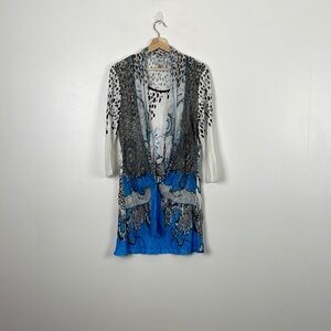 Anis A blouse women's size medium multicolor tie front pullover long sleeve top